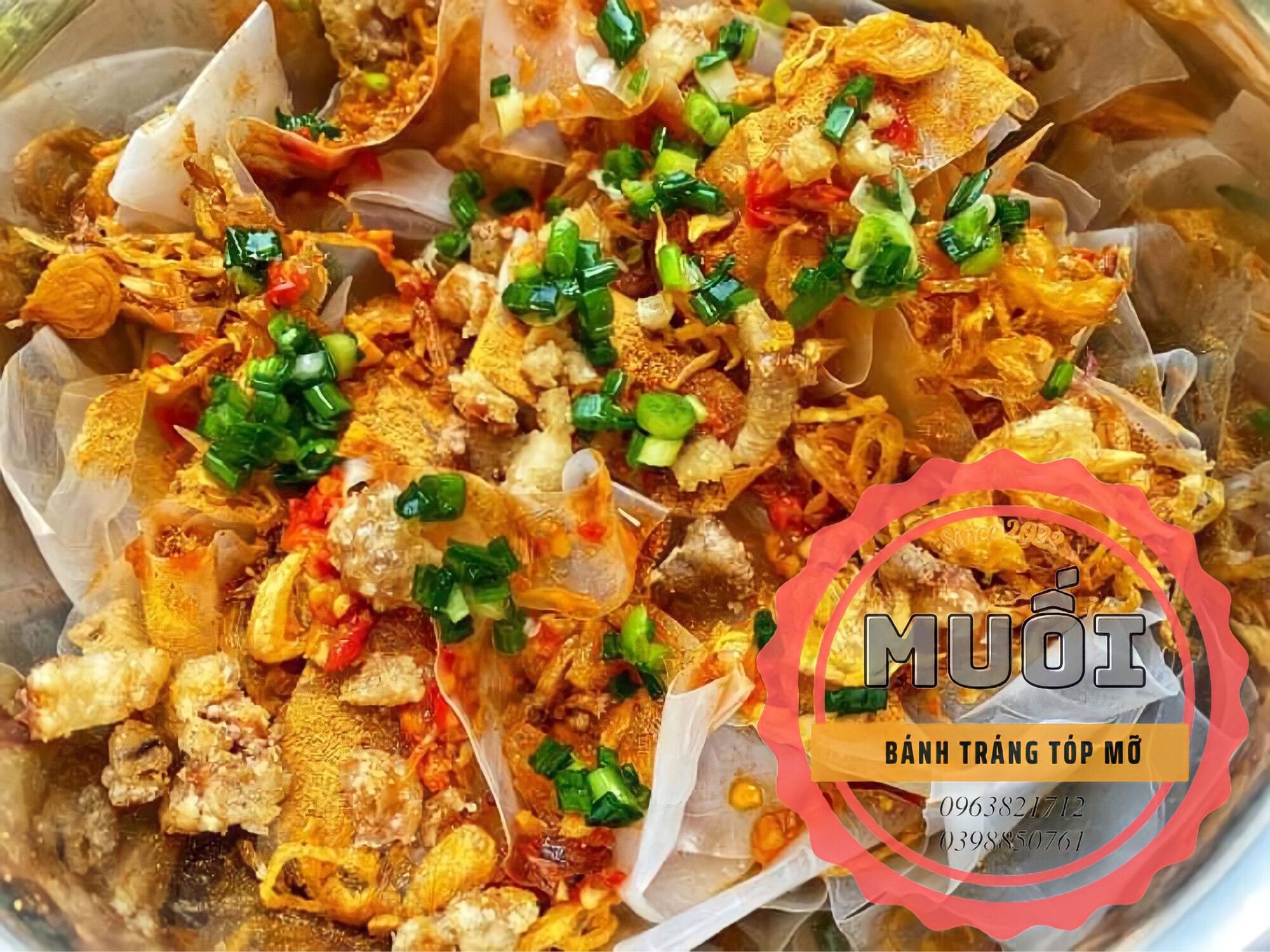 Bánh tráng phơi sương tóp mỡ x2 tóp mỡ thêm