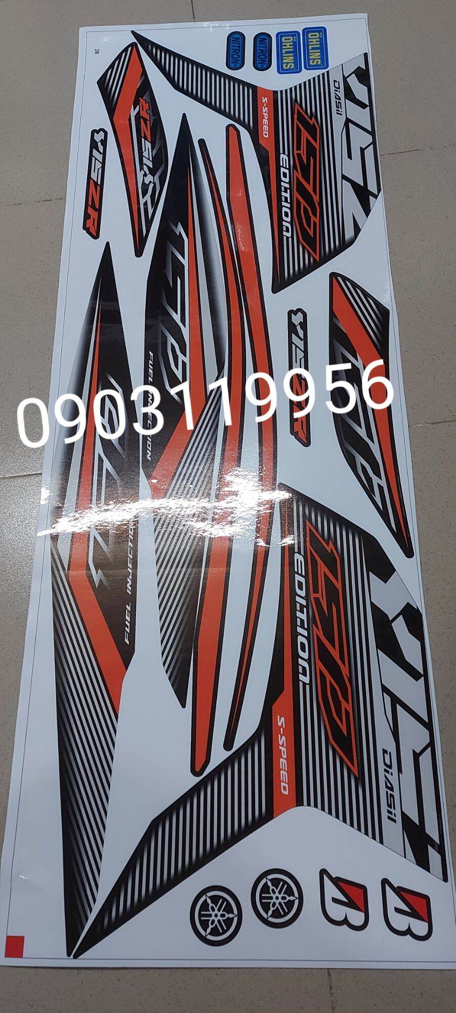 tem rời exciter 150 đen phối cam