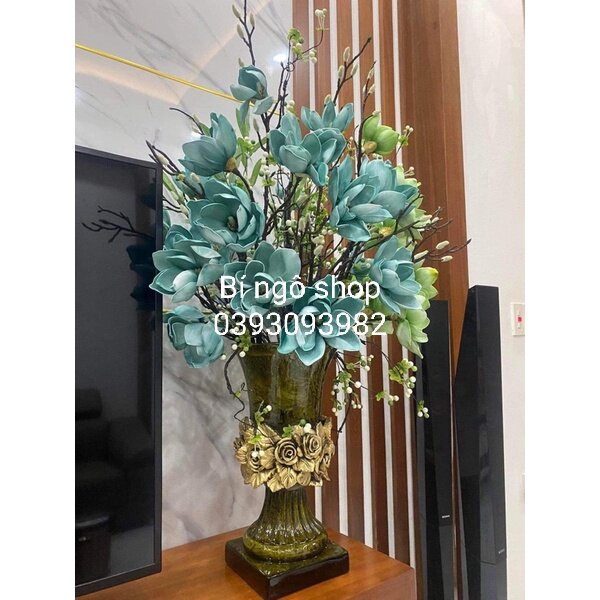 Bình hoa Composite dáng chân hoa vuông C45cm R23cm