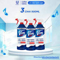Combo 3 Bọt Tuyết Siêu Mạnh Tẩy Bồn Cầu và Nhà Vệ Sinh Vim | Diệt 999% Vi Khuẩn (500ml)