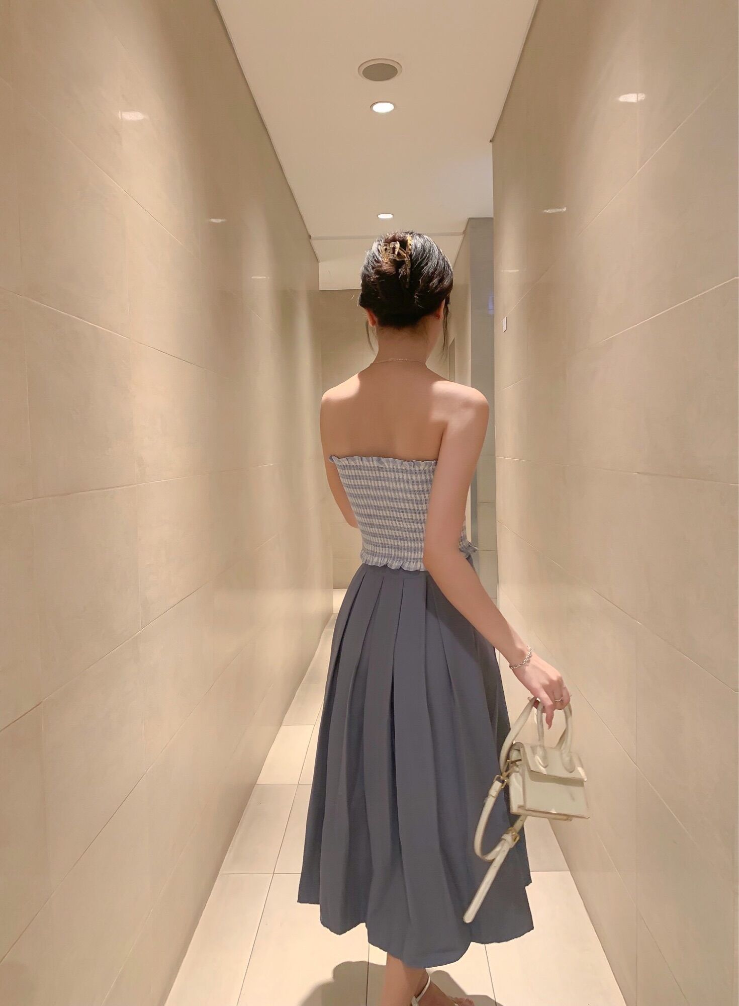 Chân váy xếp ly dáng dài Uimeecloset