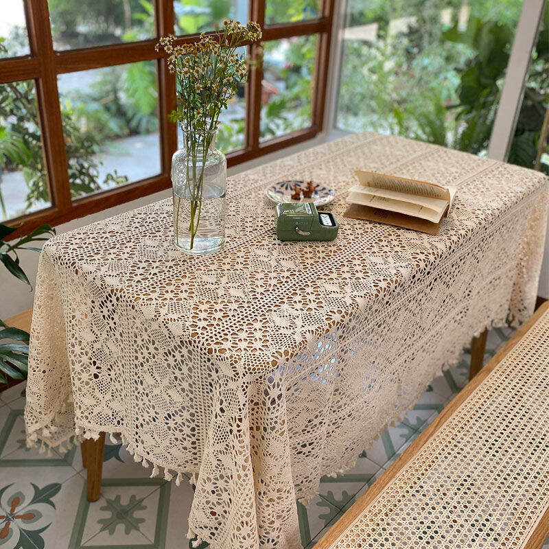 khăn trải bàn ren móc vintage sang trọng