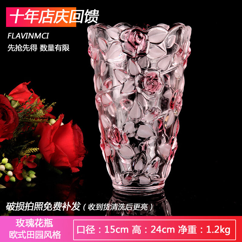 Bình hoa thủy tinh pha lê hoa hồng flaventz bình hoa bách hợp trúc phú quý bình cắm hoa đồ trưng bày bình hoa quà tặng