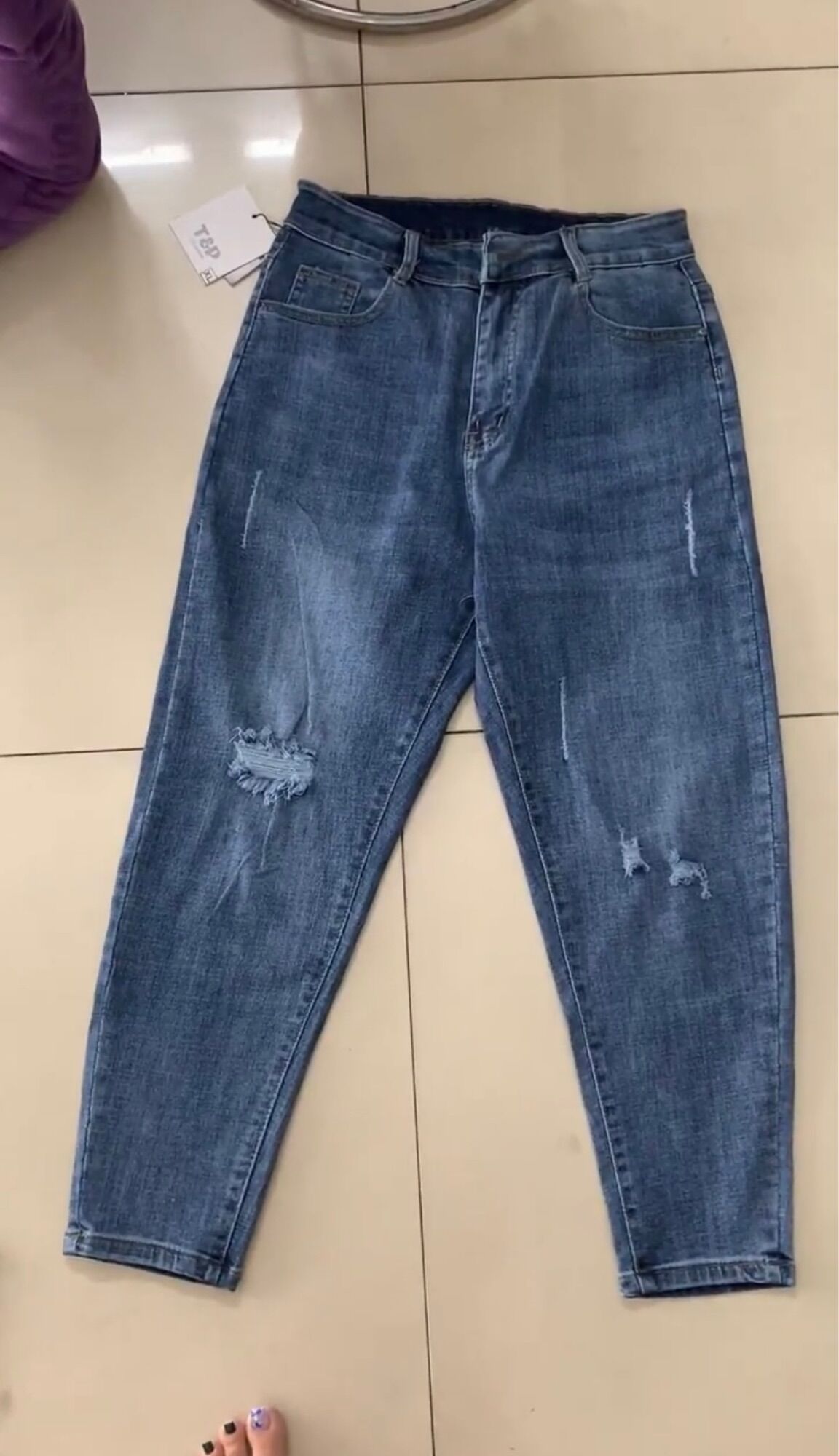[HCM]Quần jean baggy rách bigsize co dãn