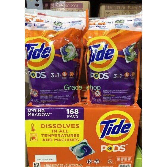Viên giặt tẩy quần áo tide pods 3 in 1 của mỹ