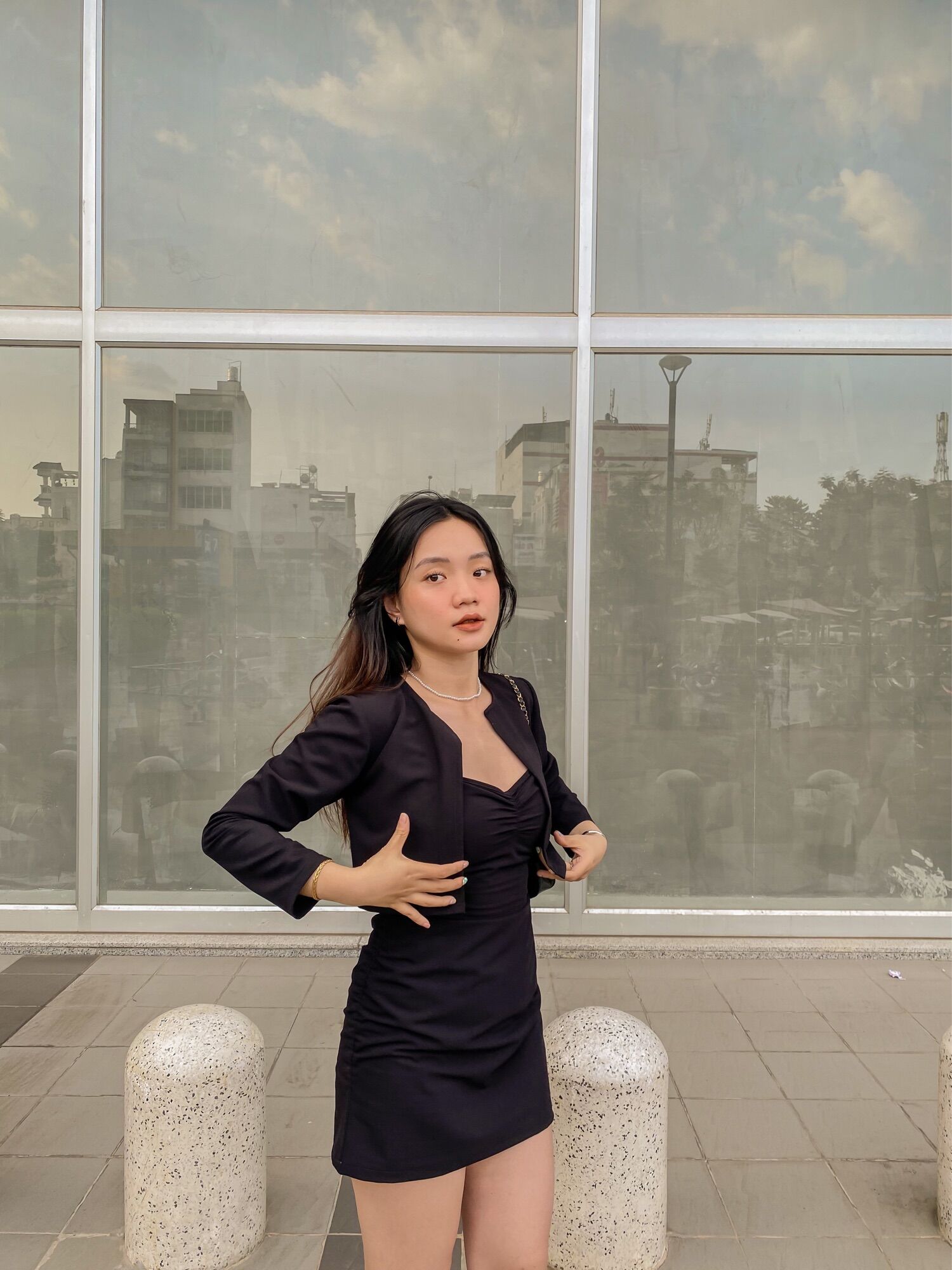 Set Đầm 2 Dây Kèm Áo Khoác_ Mona Set