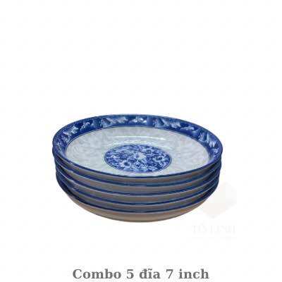 Combo 5 đĩa gốm sứ hoa văn cao cấp 15.5cm và 18cm, dĩa gốm sứ cáo cấp hoạ tiết hoa Cute