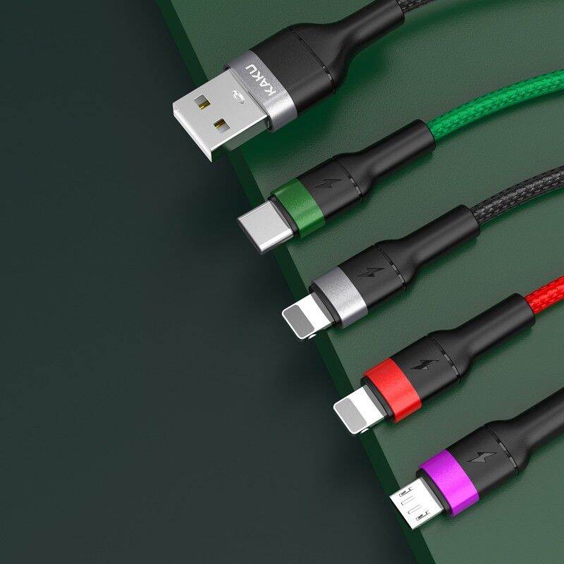 Dây cáp sạc 4 đầu sạc nhanh 4 in 1 đầu type c micro usb lightning ksc 482 kaku