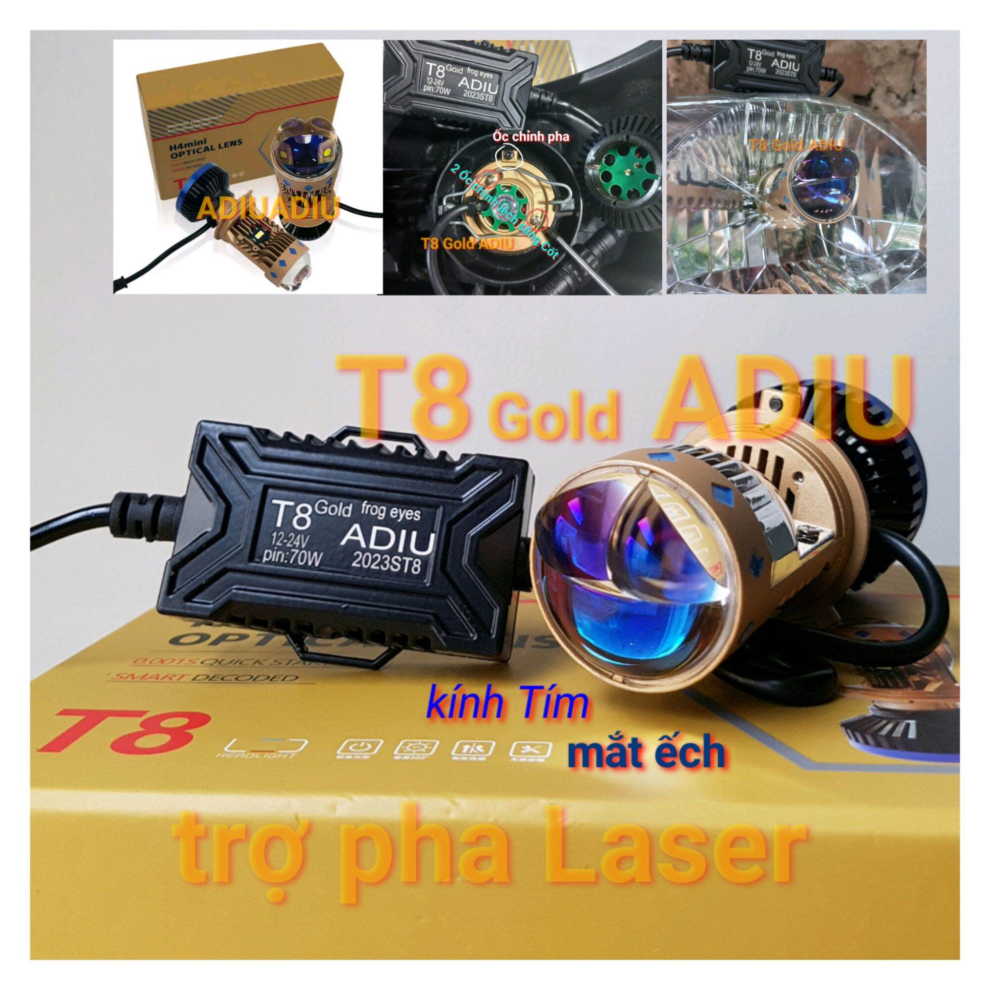 Bóng đèn bi cầu Led mini T8 laser 70W ADIU H4 cắt sáng chống chói