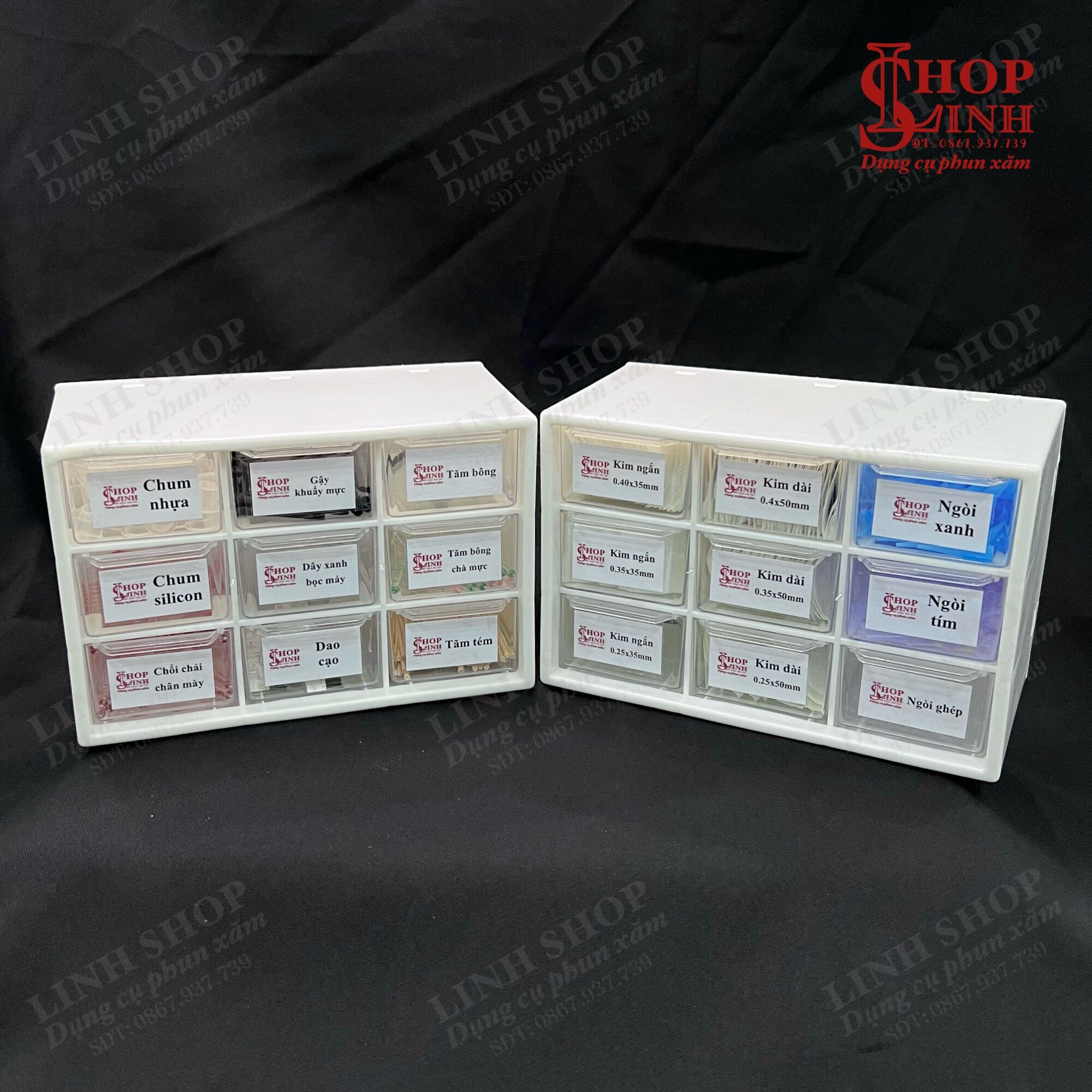 Tủ nhựa mini 9 ngăn, tủ đựng đồ phun xăm, đựng sticker, kệ mini, tủ mini đựng đồ