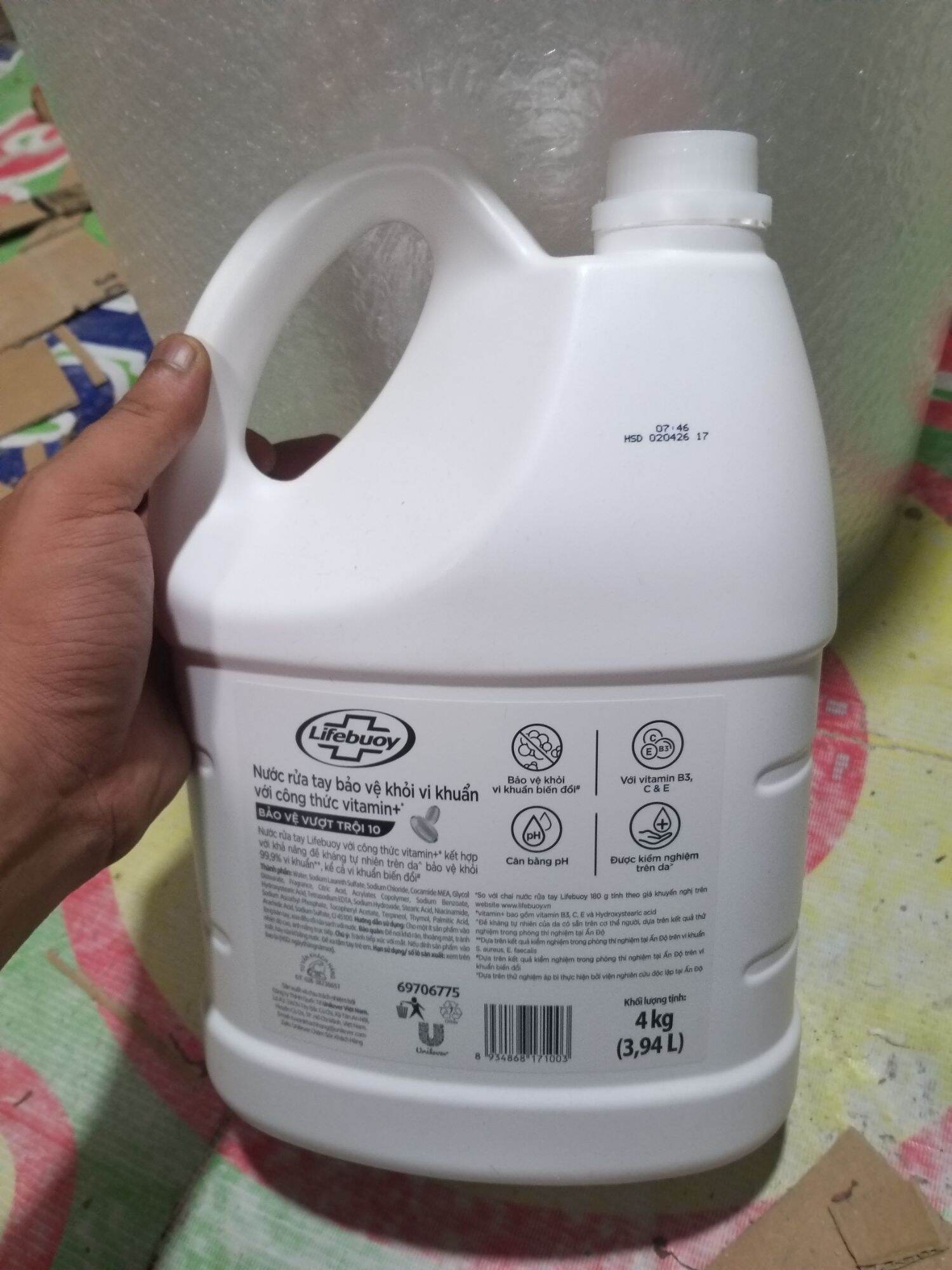 Rửa tay LIFEBUOY 4KG can