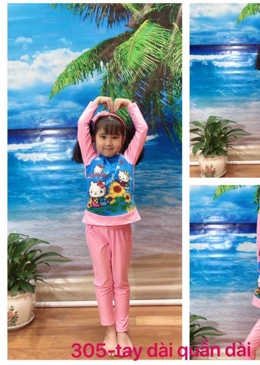 Bộ bơi bé gái tay dài quần dài
