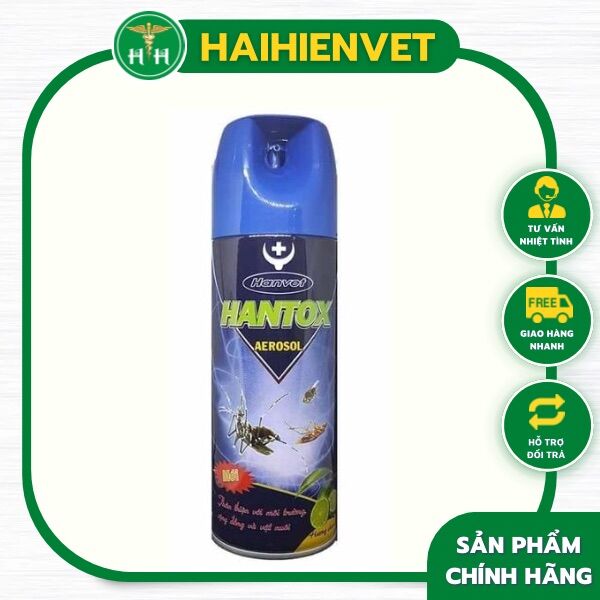 Hantox xịt 600ml -diệt ruồi, muỗi, kiến gián trong gia đình, chuồng trại