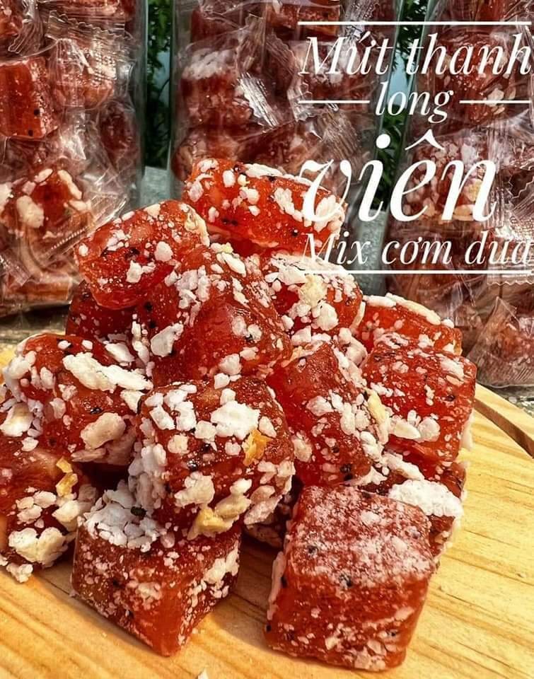 Mứt thanh long cơm dừa hoa tuyết 500g
