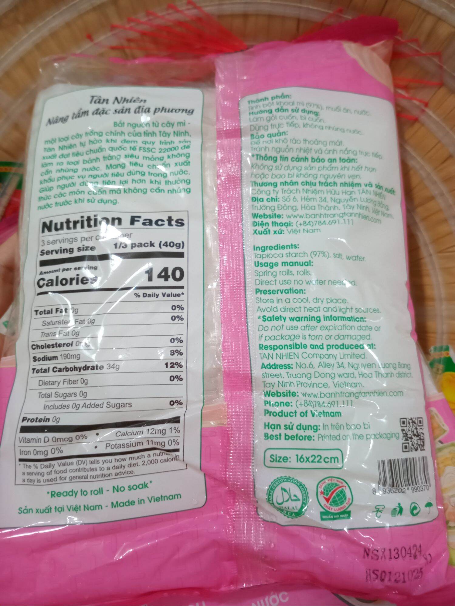 Bánh tráng siêu mỏng Tân Nhiên 120 gram