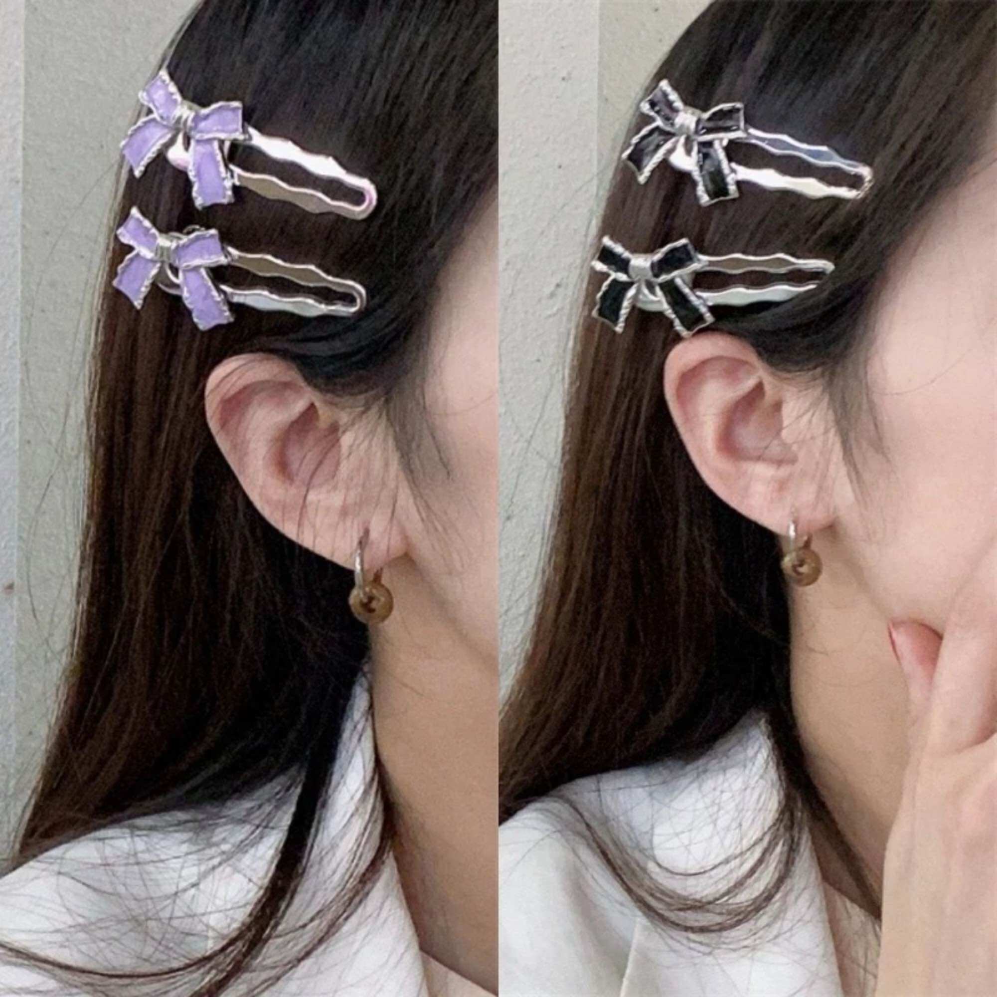 Kẹp tóc mỏ vịt đính nơ dễ thương