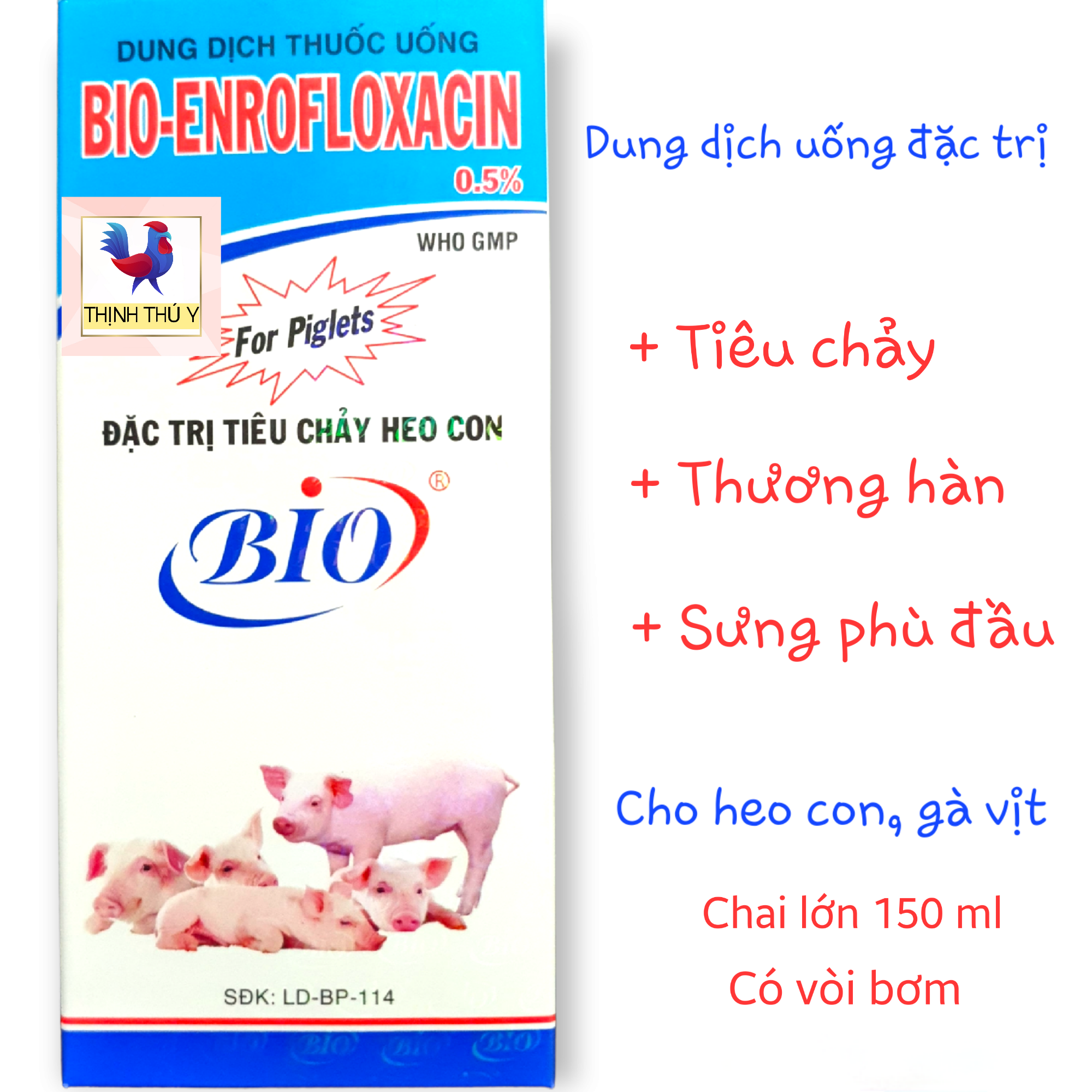 BIO ENROFLOXACIN- Dung dịch uống đặc trị tiêu chảy, thương hàn cho heo con