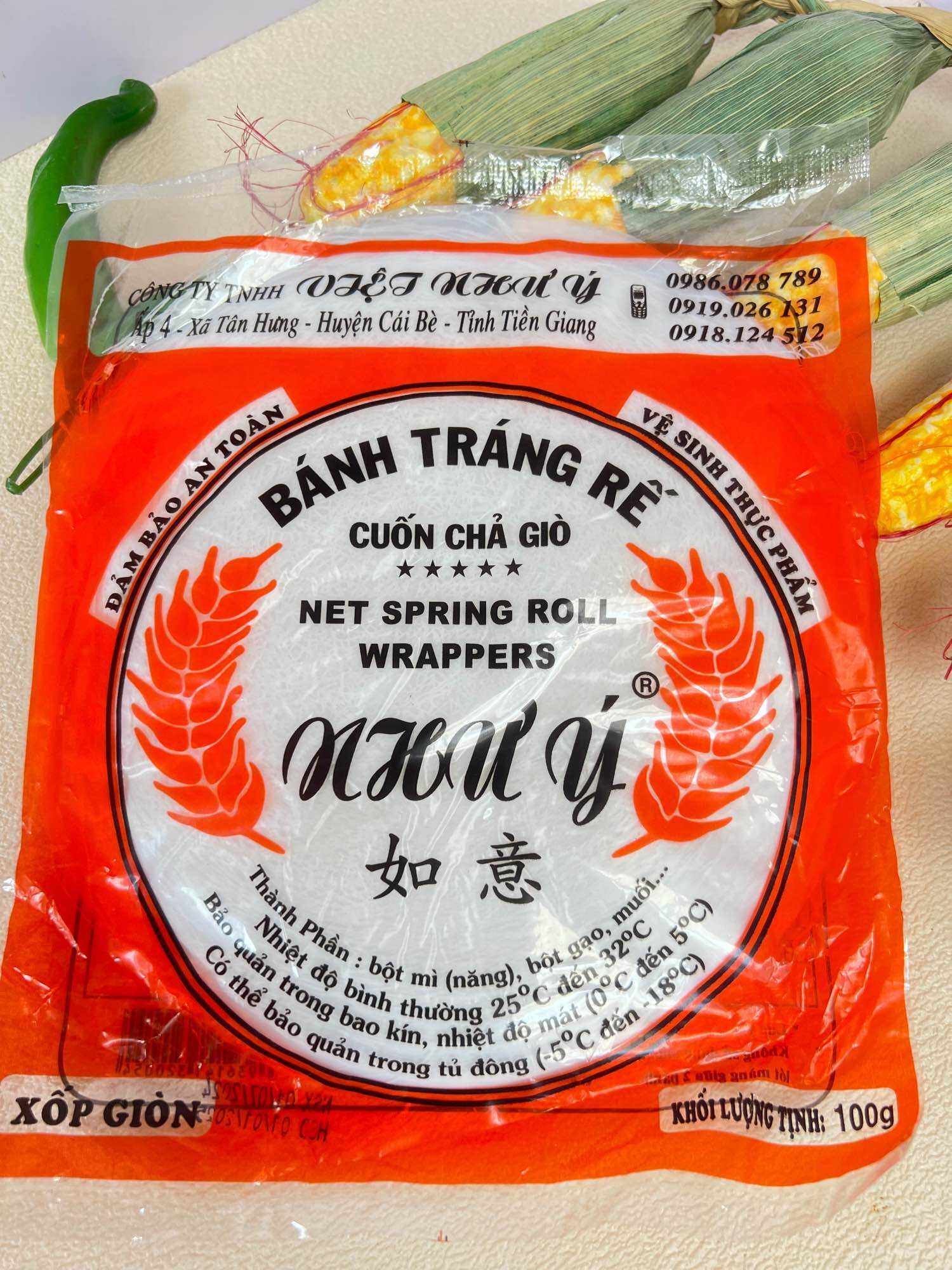 BÁNH TRÁNG RẾ CHUYÊN CUỐN CHẢ GIÒ HIỆU NHƯ Ý - 100Gram