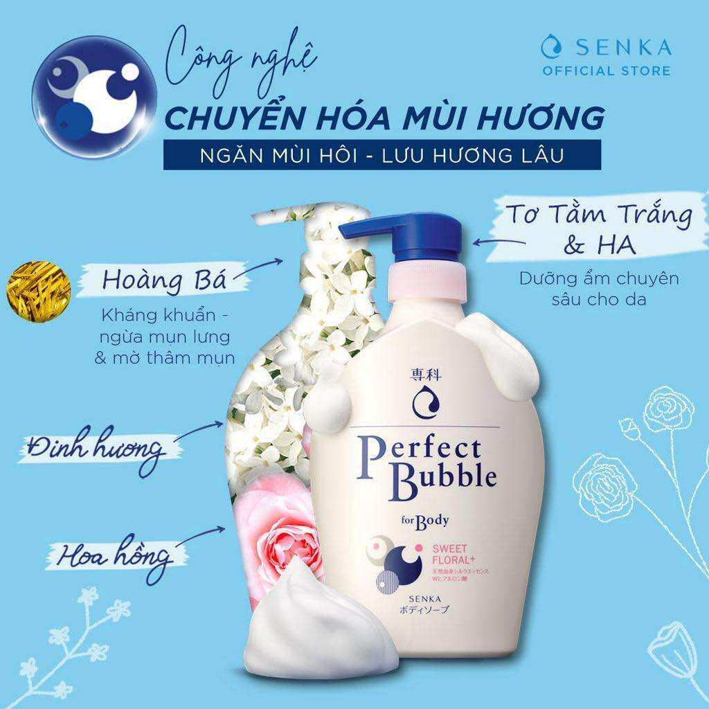 [ Hàng Nhật] Sữa Tắm dưỡng ẩm Senka Perfect Bubble 500ml