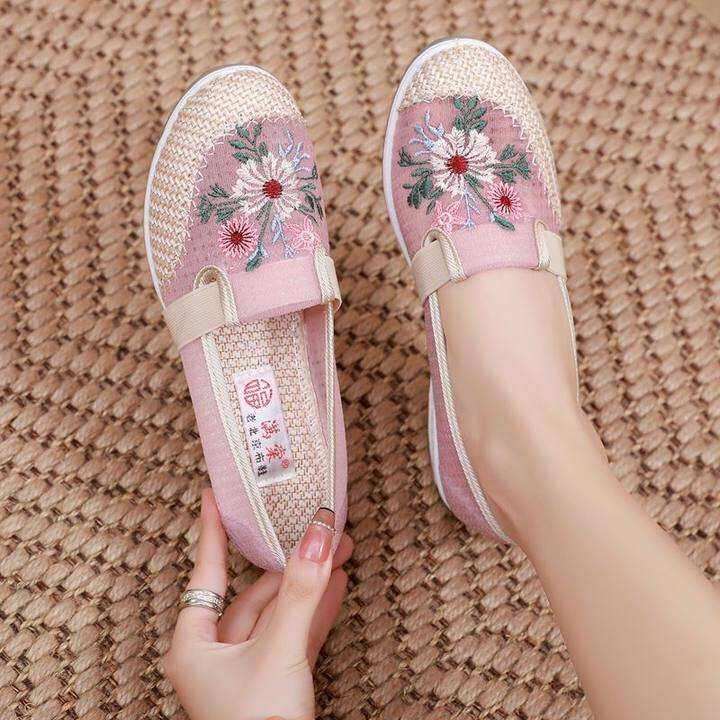 Giày Vải Cổ Bắc Kinh Giày Nữ Giày Lưới Đế Xuồng Đế Dày Mẫu Mới Mùa Hè Giày Nữ Mặt Lưới Thoáng Khí Cho Nữ Giày Hán Phục Cho Nữ