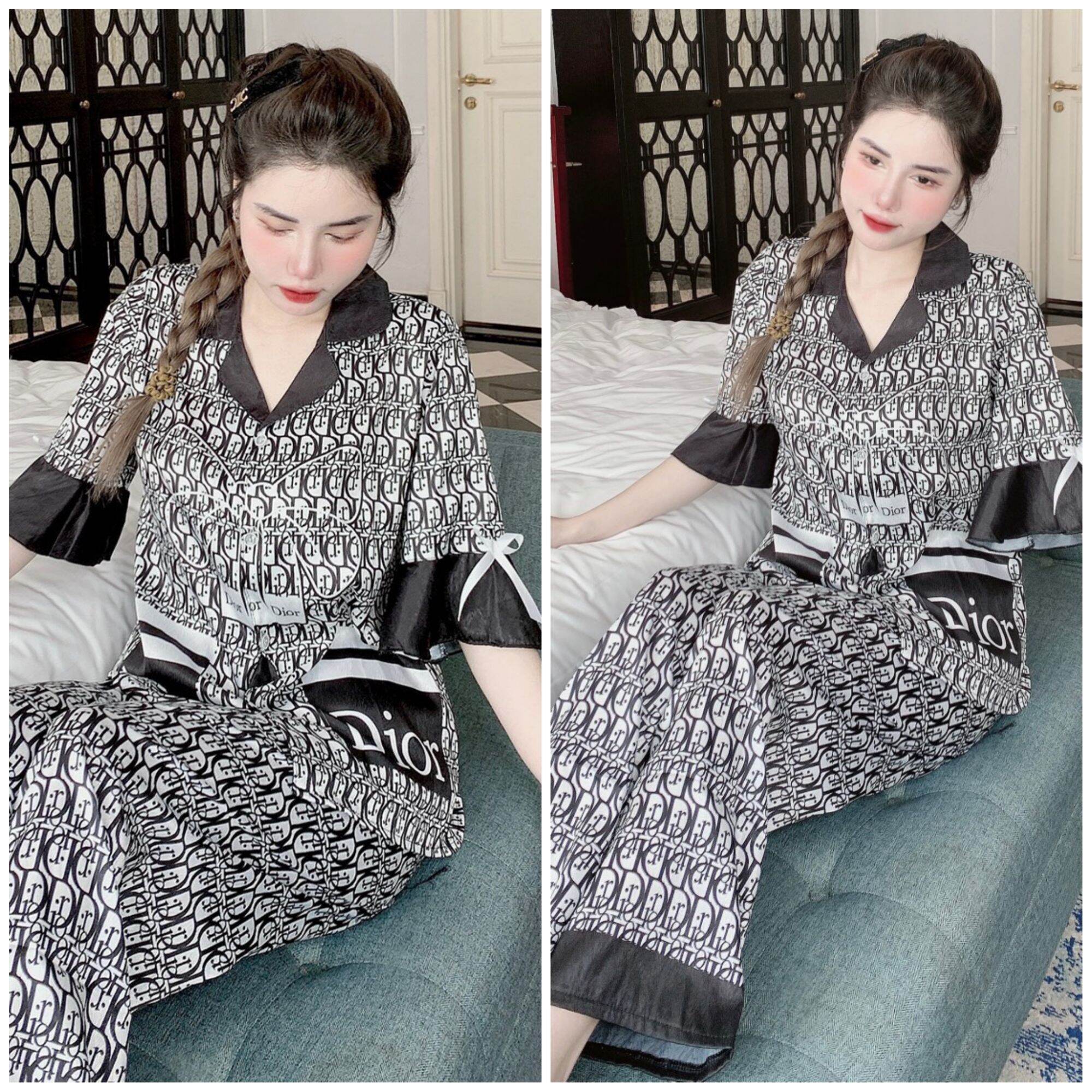 Đồ bộ nữ mặc nhà Lụa mềm mát Cao Cấp - Đồ bộ pyjama nữ mặc nhà