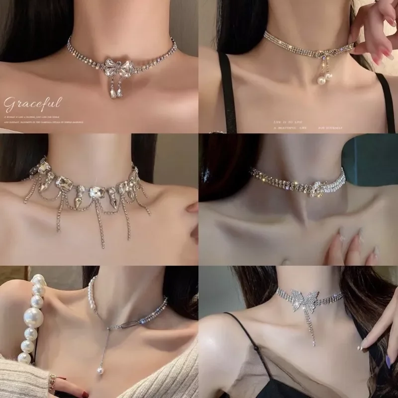 Dây chuyền choker đính đá sang trọng dự tiệc