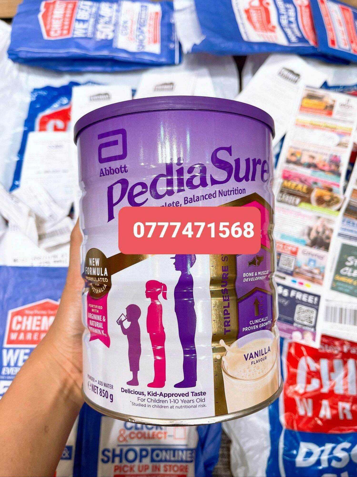 [date 2025]Sữa Bột Pediasure Úc Vanilla 850g - Úc
