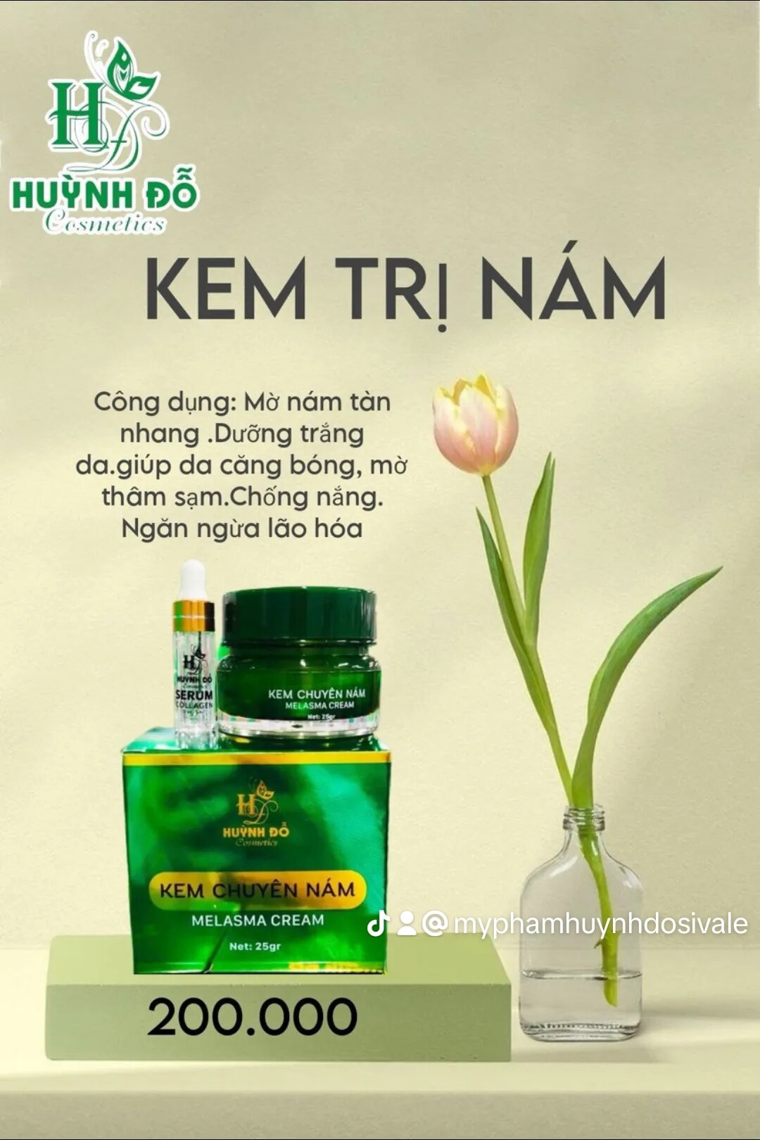 Kem nám tặng kèm serum kem chuyên nám Huỳnh đỗ