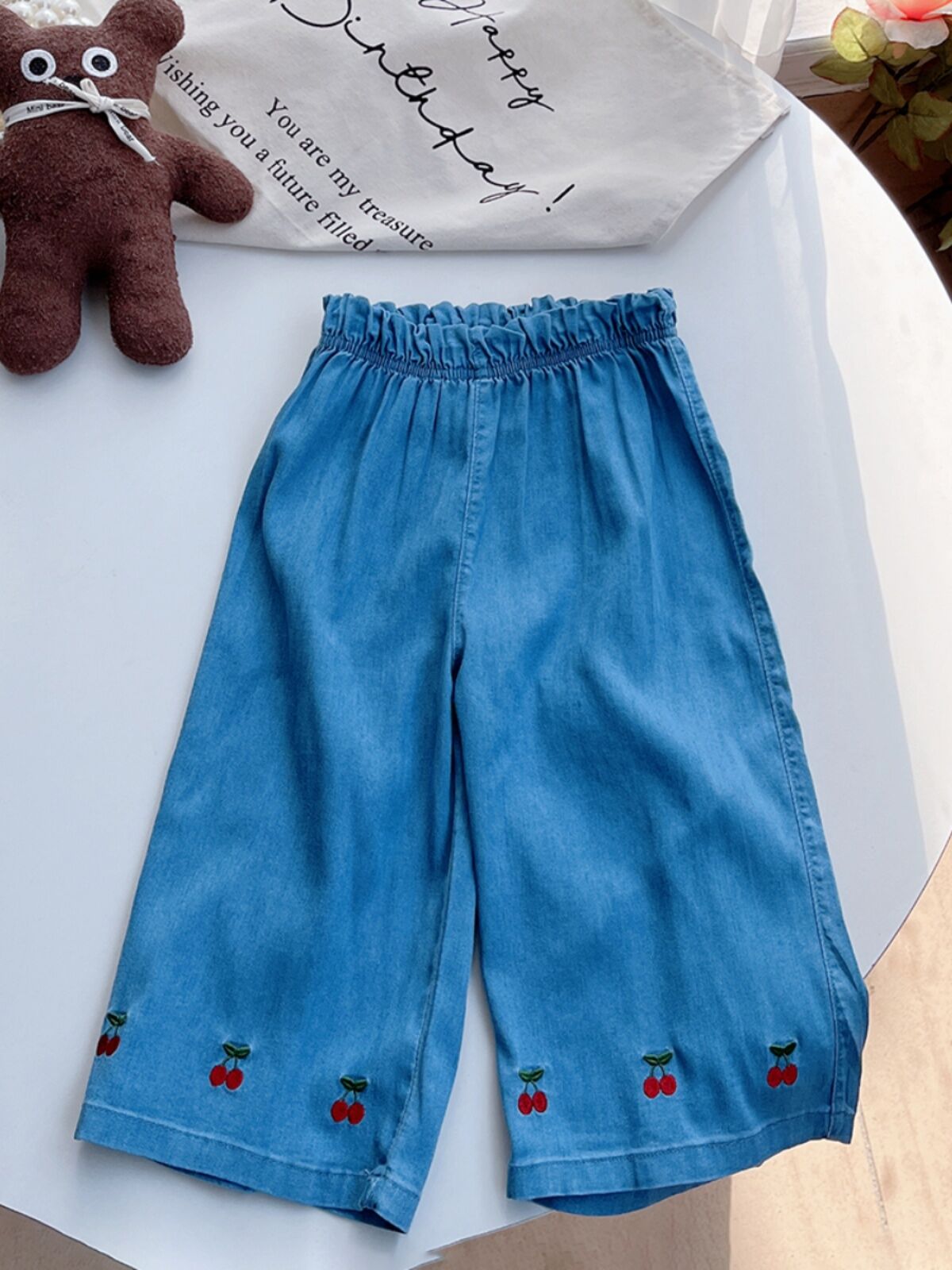 Quần Jeans Denim Lụa Mỏng Mùa Hè Cho Bé Gái Quần Ống Rộng Thường Ngày Thời Trang Quần Áo Quần Áo Trẻ Em Quần Jeans Denim Lụa