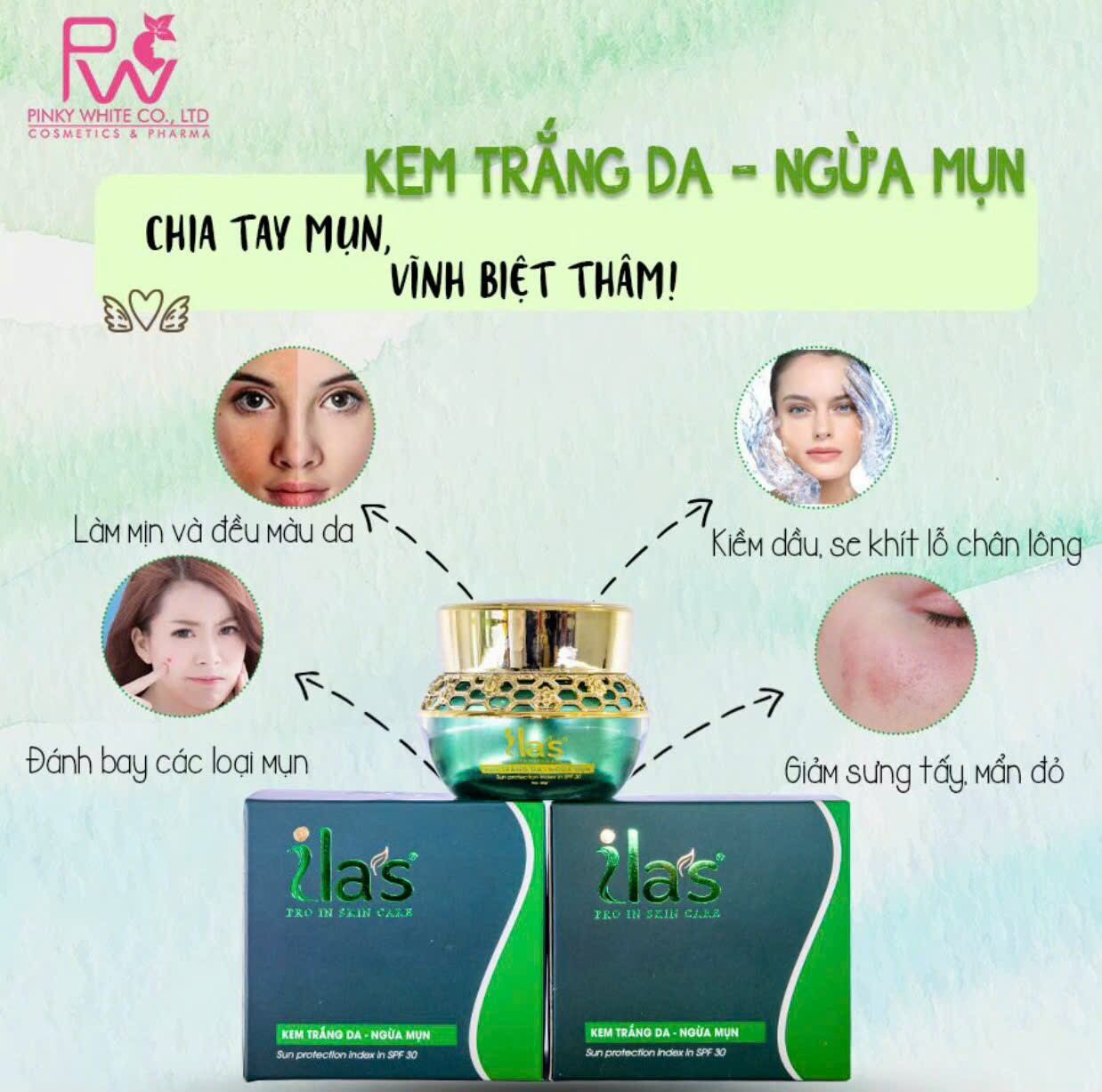 Kem Ilas Giảm Mụn Thâm ,Trắng Da _ Kem ILAS ,20gram