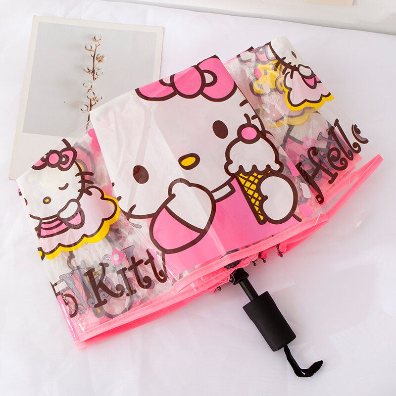 Ô Dù Gấp Ba Trong Suốt Kuromi Nhật Bản Hoàn Toàn Tự Động Nổi Tiếng Trên Mạng Chụp Ảnh Đáng Yêu Gấp Gọn Trái Tim Thiếu Nữ Màu Tím Hoạt Hình