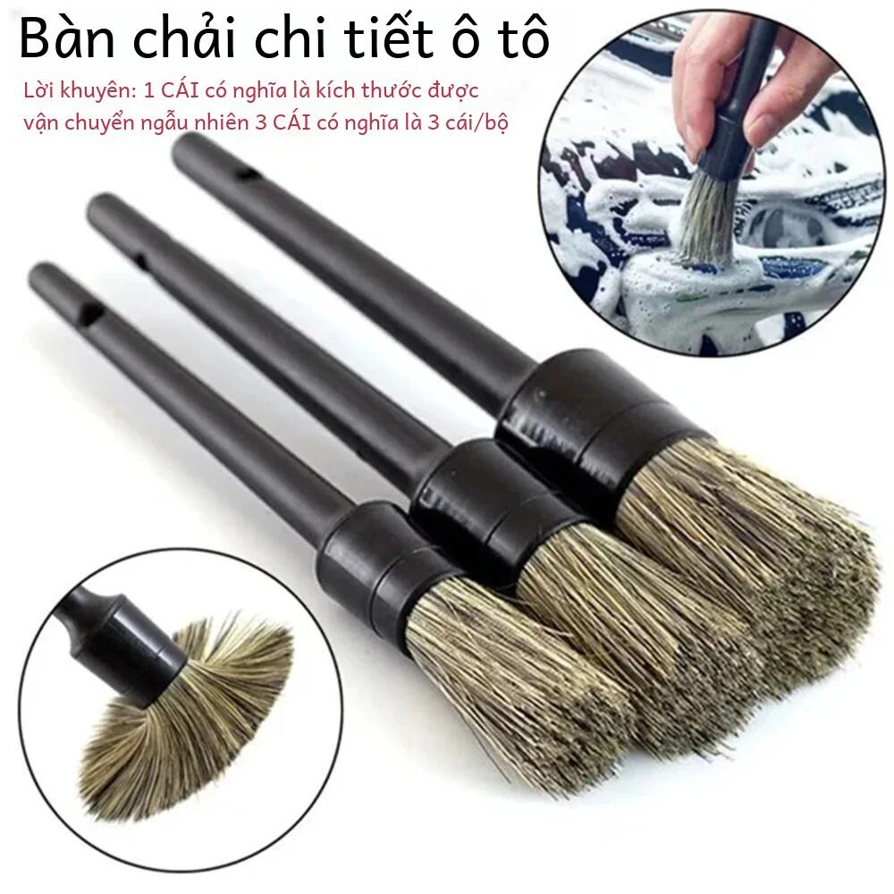 3 Tự Nhiên Lông Heo Xe Chi Tiết Bộ Bàn Chải Lông Mềm Bộ Vệ Sinh Cho Bánh Lốp Xe Bên Ngoài Tự Động Phụ Kiện