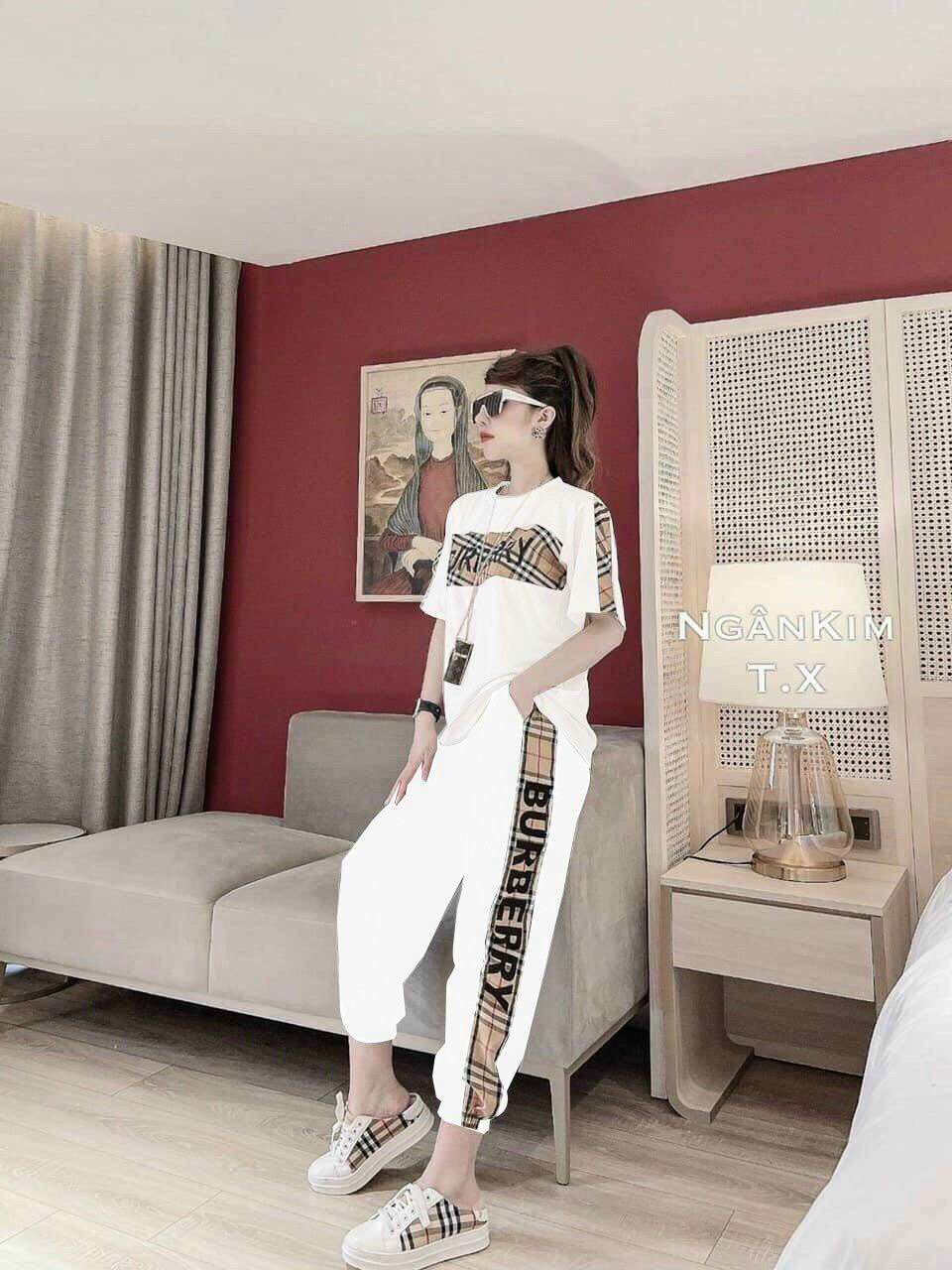 BỘ DÀI COTTON THÊU PHỐI SỌC BU.BERY CỰC ĐẸP