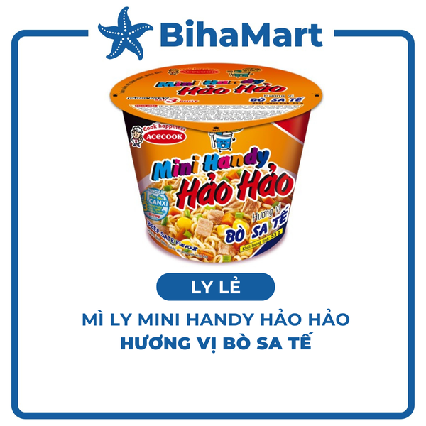 1 CUP - ACECOOK - HAO HAO INSTANT MINI HANDY CUP NOODLE SATAY BEEF FLAVOUR