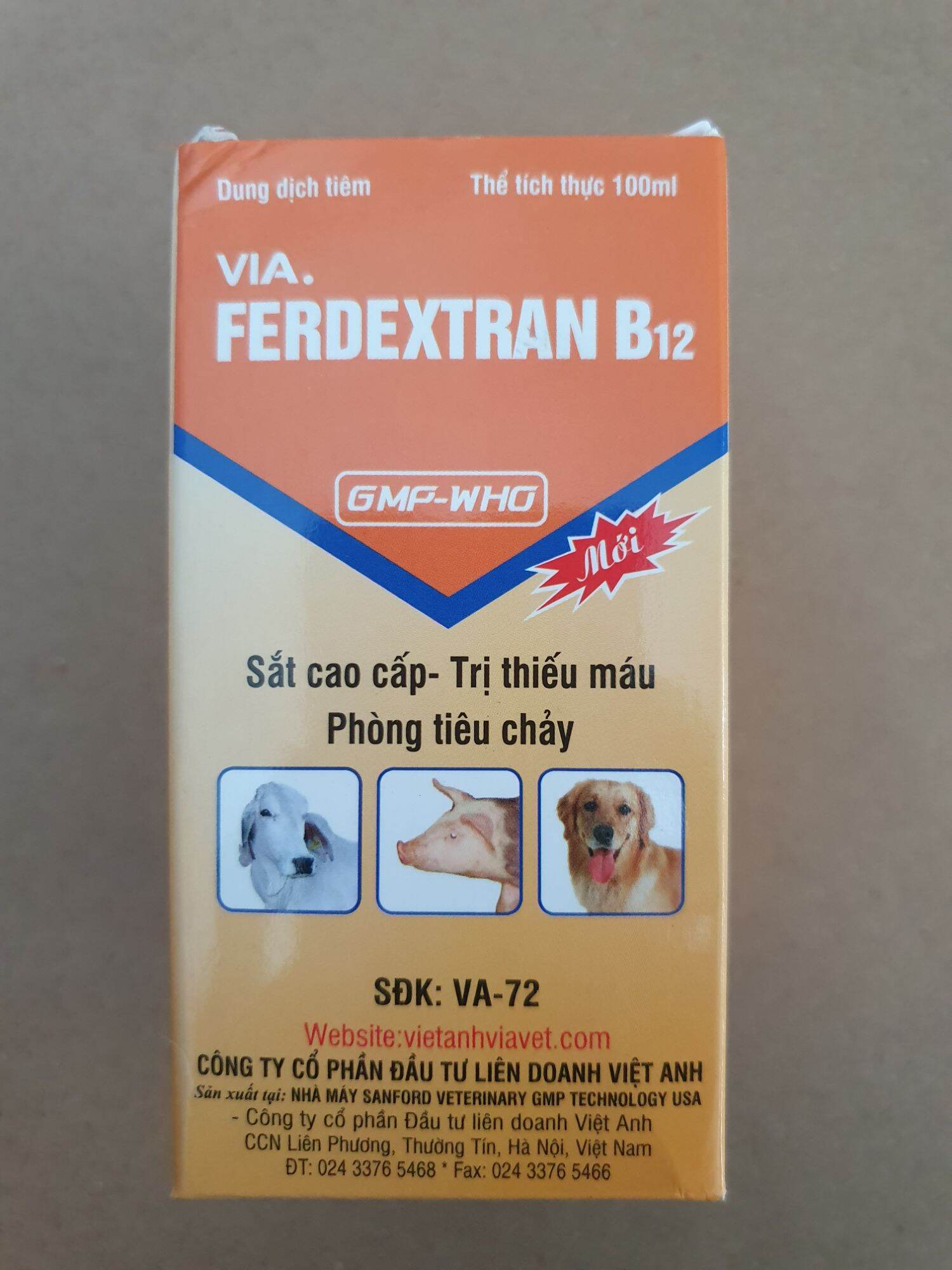 VIA FERDEXTRAN B12 100ml bổ sung sắt cho heo, bò, dê