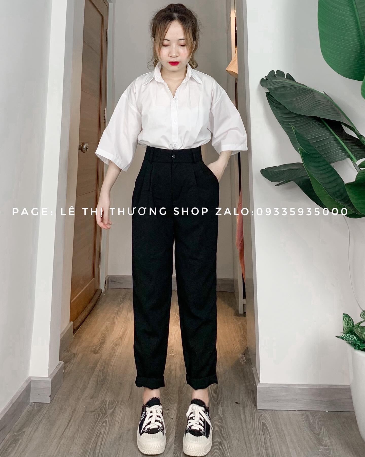 Set Baggy Tây + Sơ mi tay lỡ 1 túi