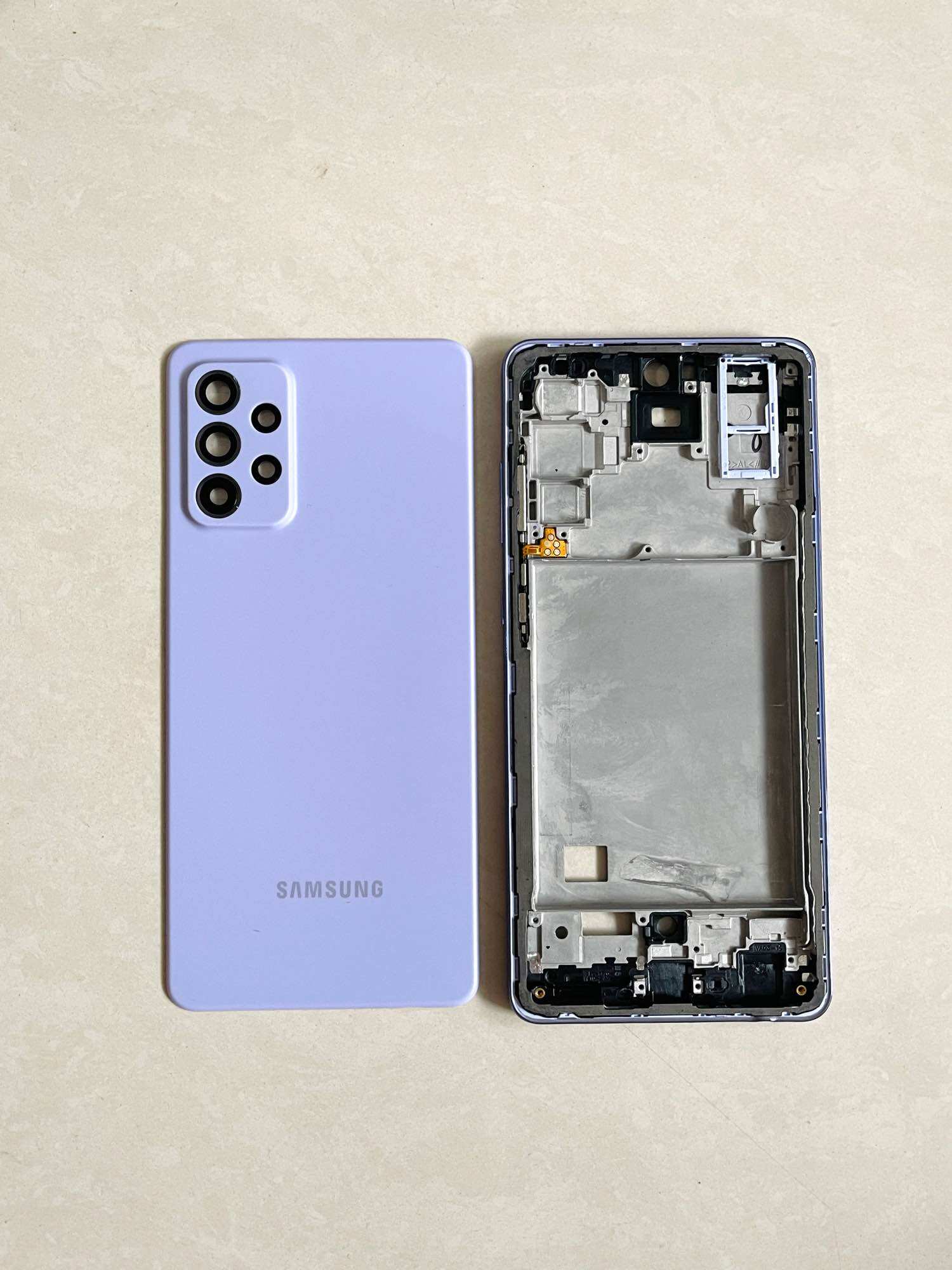 Vỏ bộ Samsung A72 kèm kính camera + khay sim