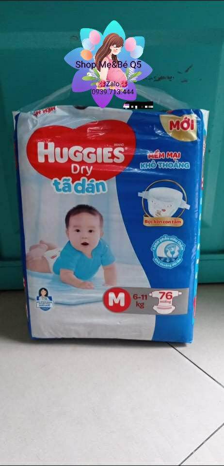 💥tã dán huggies bọc kén con tằm size m76