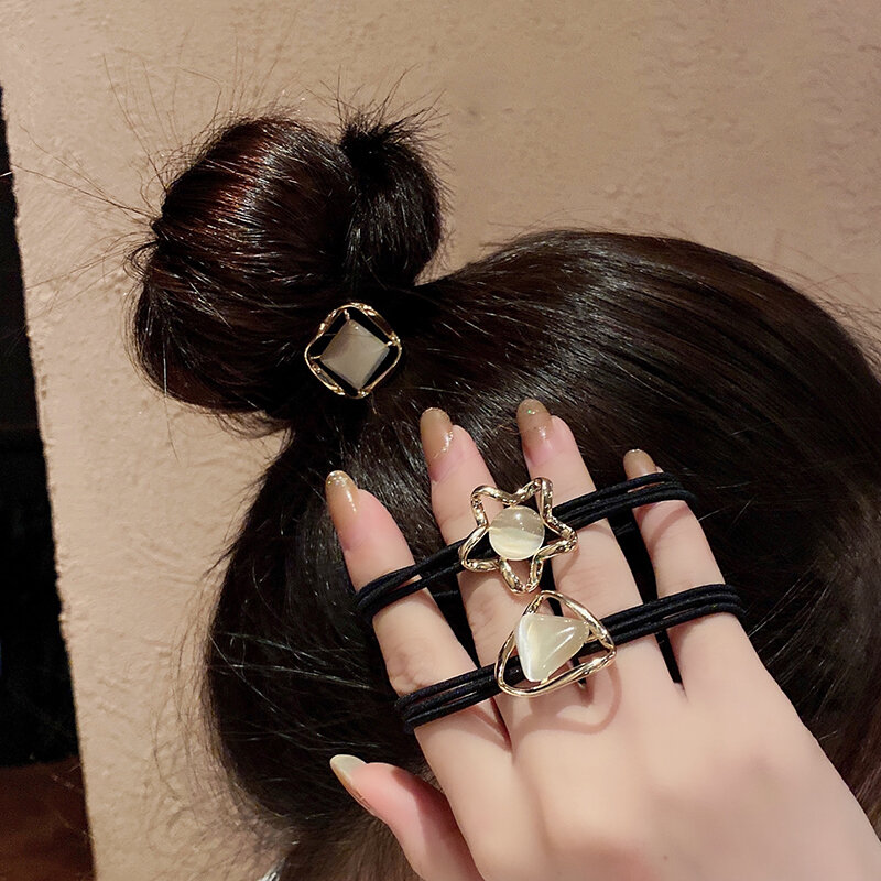 Dây buộc tóc đá mắt mèo cá tính nhã nhặn dây thun buộc tóc búi củ cải buộc tóc đơn giản hàn quốc cho nữ phụ kiện tóc dây buộc tóc đuôi ngựa sành điệu