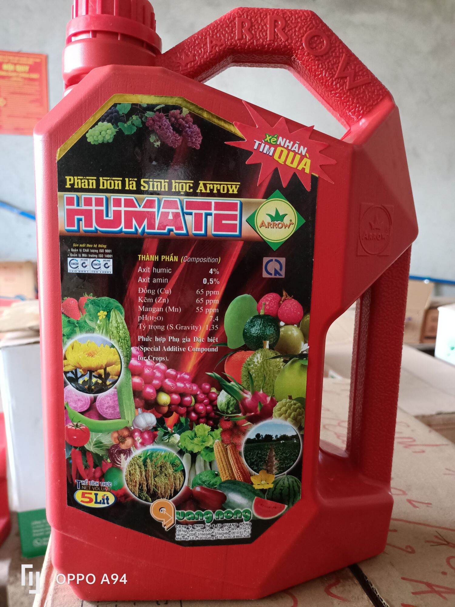 Phân bón lá sinh học arrow HUMATE can 5lít