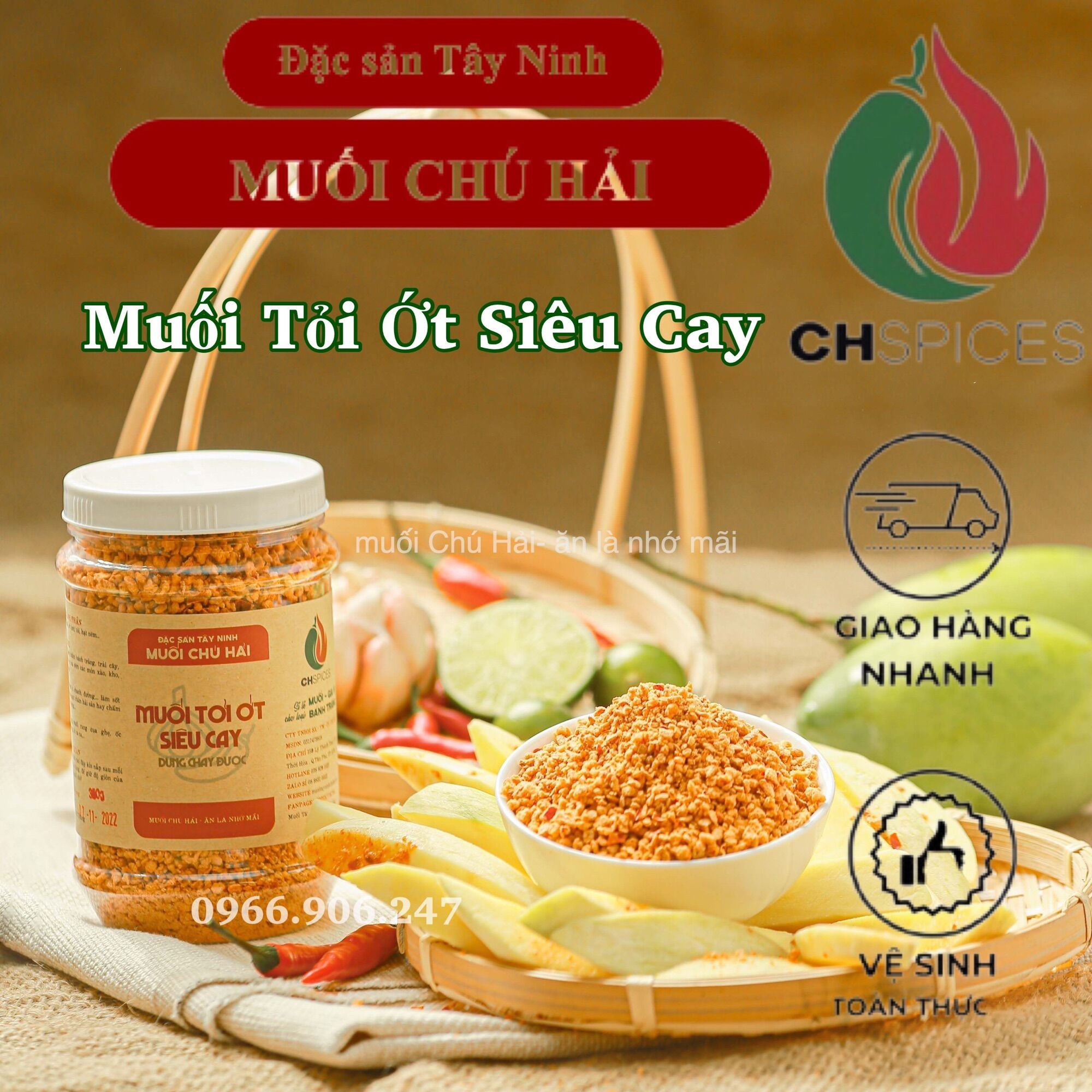 Muối chú Hải tỏi ớt siêu cay 500gr - Muối tôm Tây Ninh