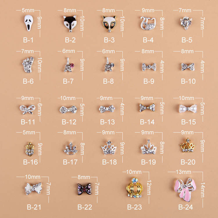 Kim Cương Làm Móng Đồ Trang Sức DIY Nơ Bướm Đầu Hồ Ly Ngọc Trai Màu Vàng Vương Miện Màu Sắc Móng Tay Trang Sức Dán Điện Thoại