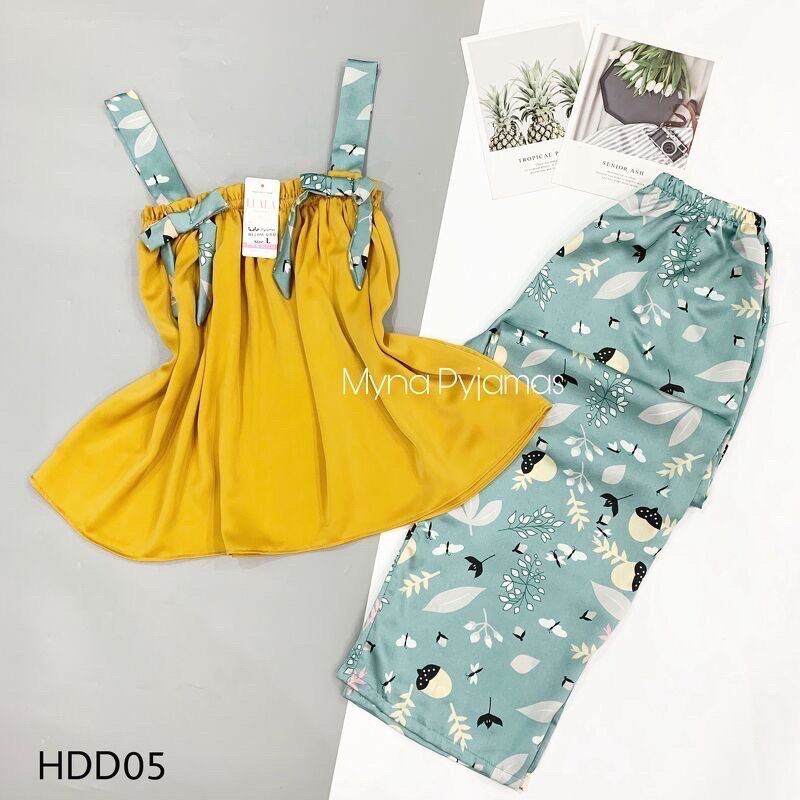 Bộ 2 dây Lụa Satin mềm mát quần dài mặc nhà, bộ ngủ lụa satin