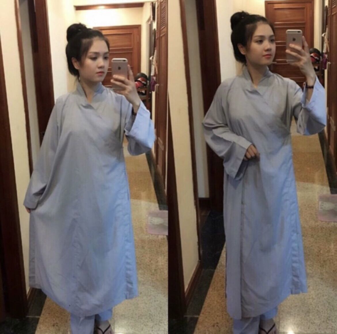 Áo tràng phật tử kate nam nữ