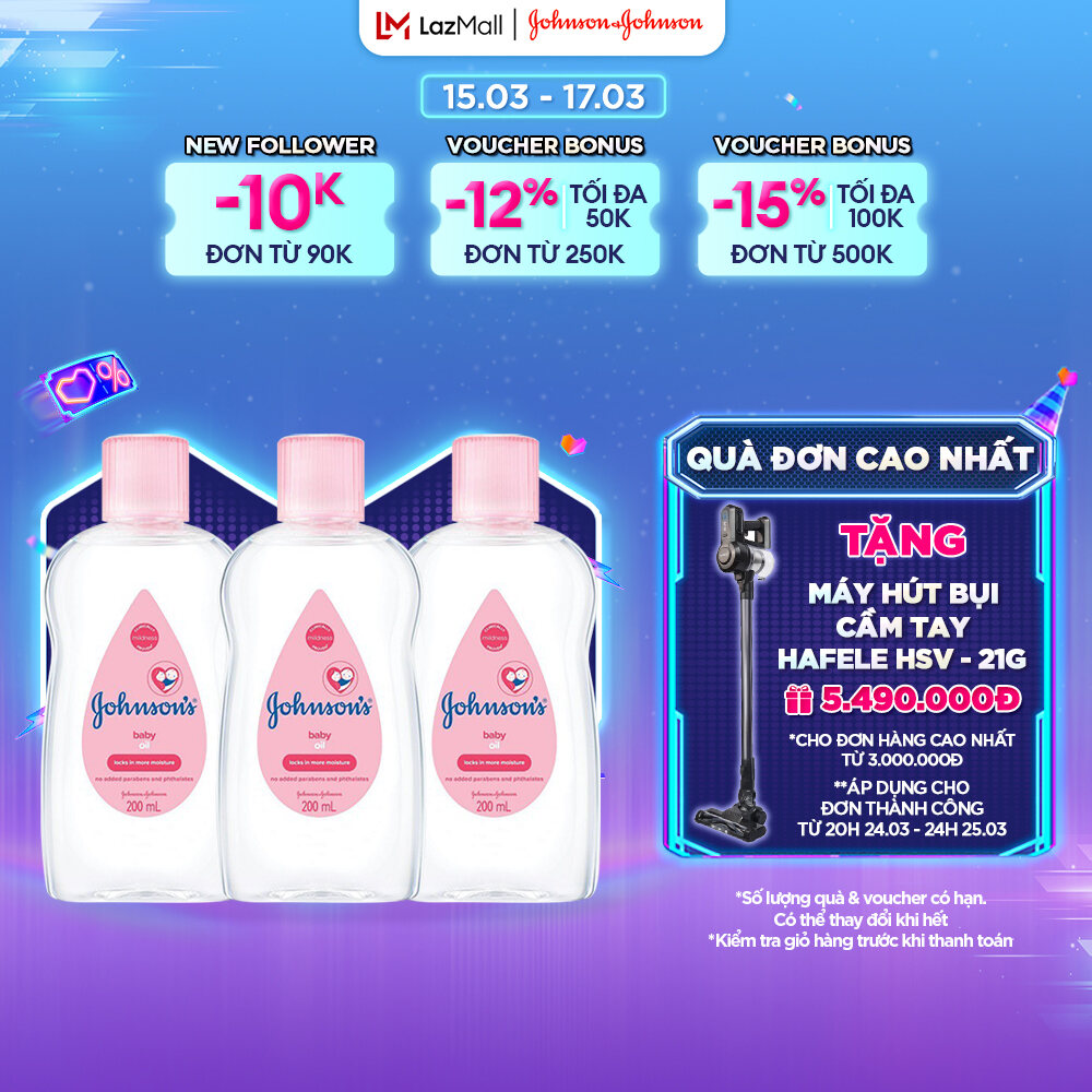 Combo 3 Chai Dầu Mát Xa Johnson's Baby Oil 200ml