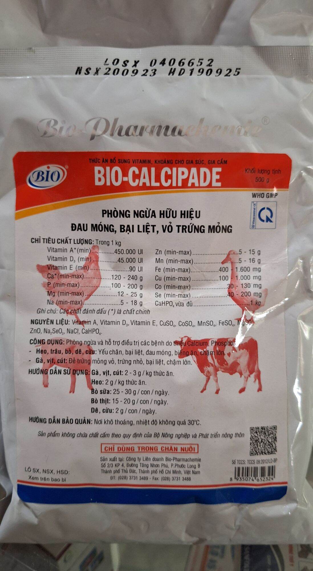 Canxi ADE 500g phòng bại liệt đau móng, xốp xương, vỏ trứng mỏng