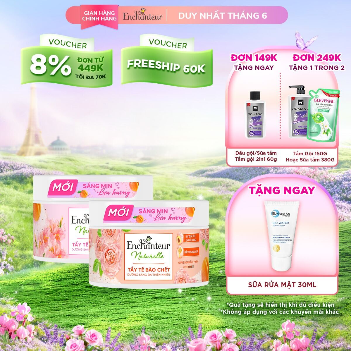 Combo 2 Tẩy tế bào chết Enchanteur Naturelle Lavender 250ml