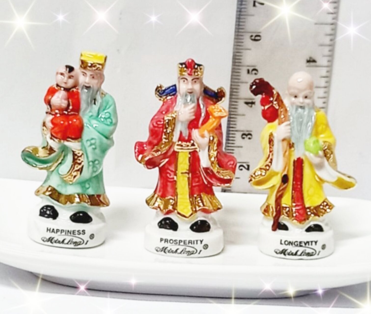 Bộ  đĩa phúc lộc thọ viền vàng