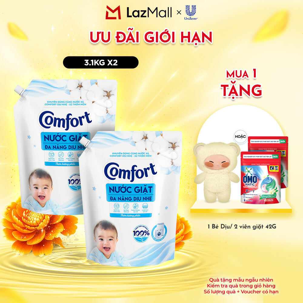 Combo 2 túi Nước Giặt Comfort Đa Năng Dịu Nhẹ 3,1KG