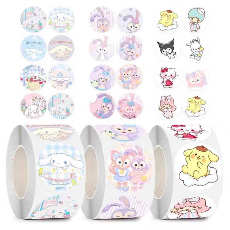 Cuộn 500 tem hình dán sticker hoạt hình 2.5cm